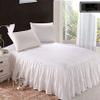 Bedding Empire 20" Drop 1 Piece Bottom Ruffle Bed Skirt/Bed Cover 100% Egyptian Cotton 500 TC White Queen Size view 1