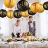 Blulu 6 Pcs Birthday Party Decorations Hanging Paper Lanterns Black Gold Glittery Anniversary Sign Decorations for Men Women Teen Birthday Party Supplies view 4