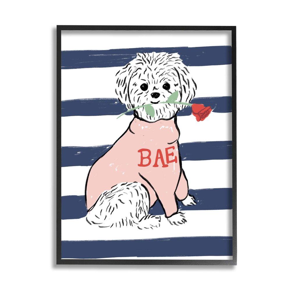 Stupell Industries Romantic Bichon Puppy Pink Bae Sweater