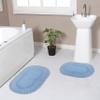 Home Weavers Hampton Crochet Reversible Bathmat 100% Cotton Bathroom Rugs Set, Washable Rug, Extra Soft and Absorbent Bath Rug, Kitchen Mat, Bath Mat Set, Mat Non Slip, 2 Piece Set(S+M), Blue view 1