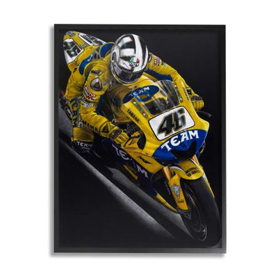 Stupell Industries Motorcycle Racer Yellow Blue Uniform Street Sport