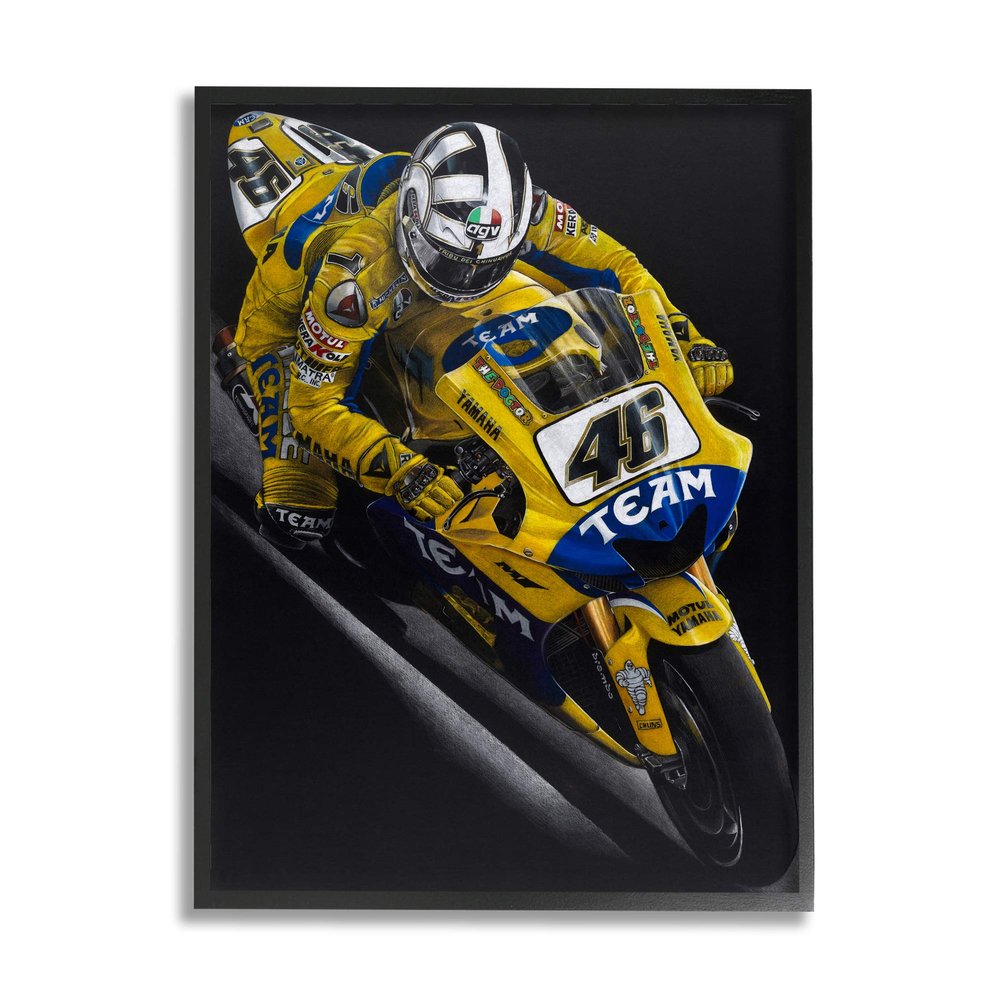 Stupell Industries Motorcycle Racer Yellow Blue Uniform Street Sport