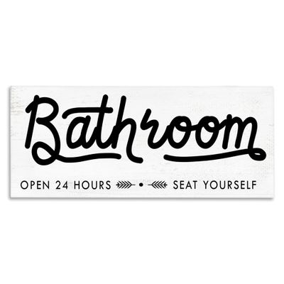 Stupell Industries Seat Yourself Bathroom Sign Minimal Black White