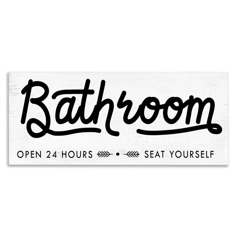 Stupell Industries Seat Yourself Bathroom Sign Minimal Black White