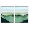 Stupell Industries Hill Side Nautical Landscape Abstract Greenery, Design by Grace Popp Grey Framed Wall Art, 2pc, Each 11 x 14, Green view 1