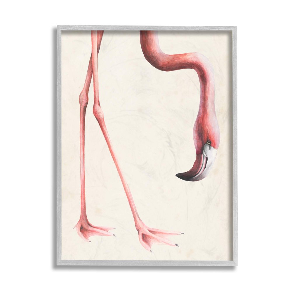 Stupell Industries Pink Flamingo Bending Feet Beak Detail