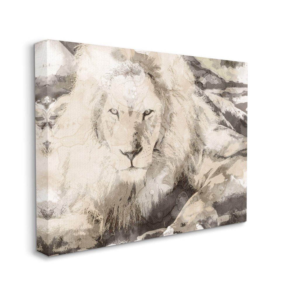 Stupell Industries Abstract Sepia Tone Jungle Lion Animal Portrait