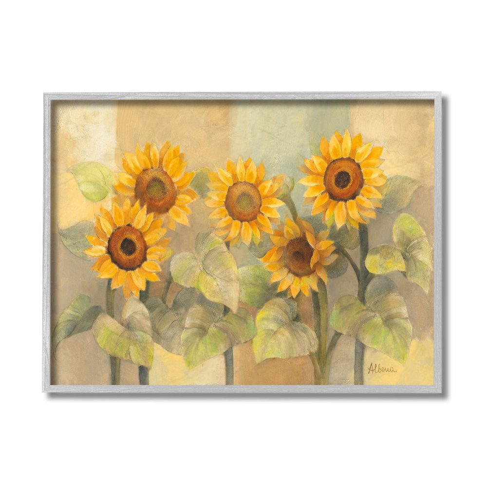 Stupell Industries Soft Vintage Sunflower Floral Field Yellow Green
