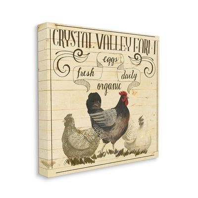 Stupell Industries Organic Farm Chicken Eggs Vintage Tan Beige, Design by Grace Popp Canvas Wall Art, 24 x 24