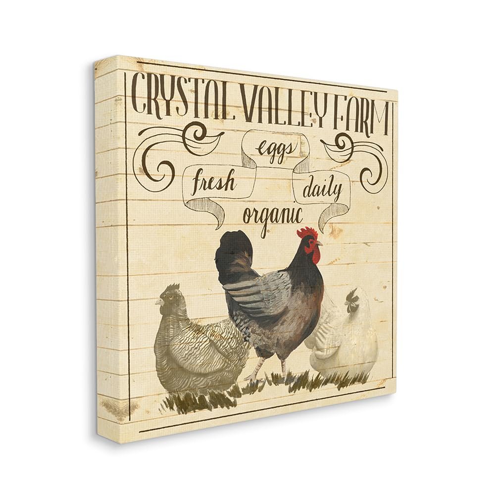 Stupell Industries Organic Farm Chicken Eggs Vintage Tan Beige, Design by Grace Popp Canvas Wall Art, 24 x 24
