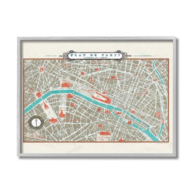 Stupell Industries Vintage Parisian Map Seine River French City