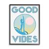 Stupell Industries Good Vibes Text Blue Surfer Chick Sunset, Design by Daphne Polselli Black Framed Wall Art, 16 x 20 view 1