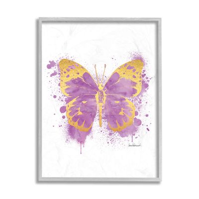 Stupell Industries Purple Butterfly Paint Splatter Glam Insect
