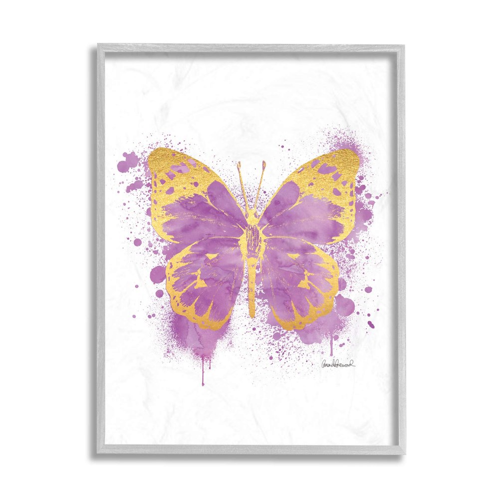 Stupell Industries Purple Butterfly Paint Splatter Glam Insect