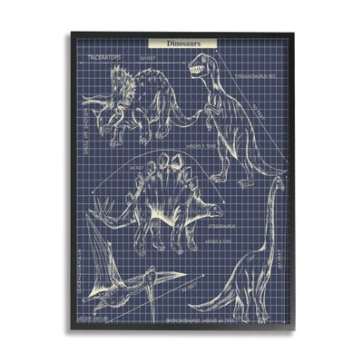Stupell Industries Vintage Dinosaur Blueprints Dino Fact Graph