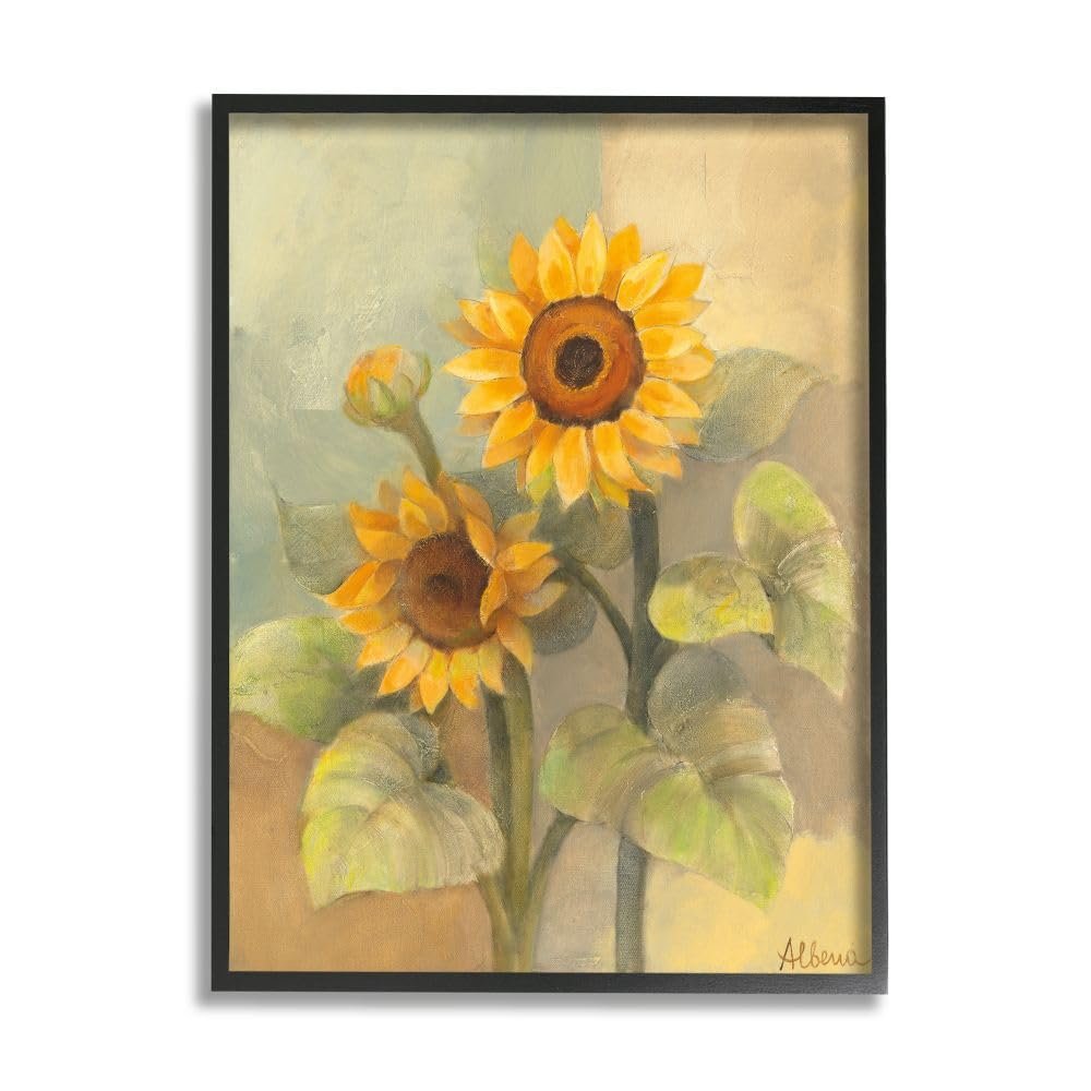 Stupell Industries Sunflower Bloom Soft Yellow Summer Petals, Design by Albena Hristova Black Framed Wall Art, 16 x 20