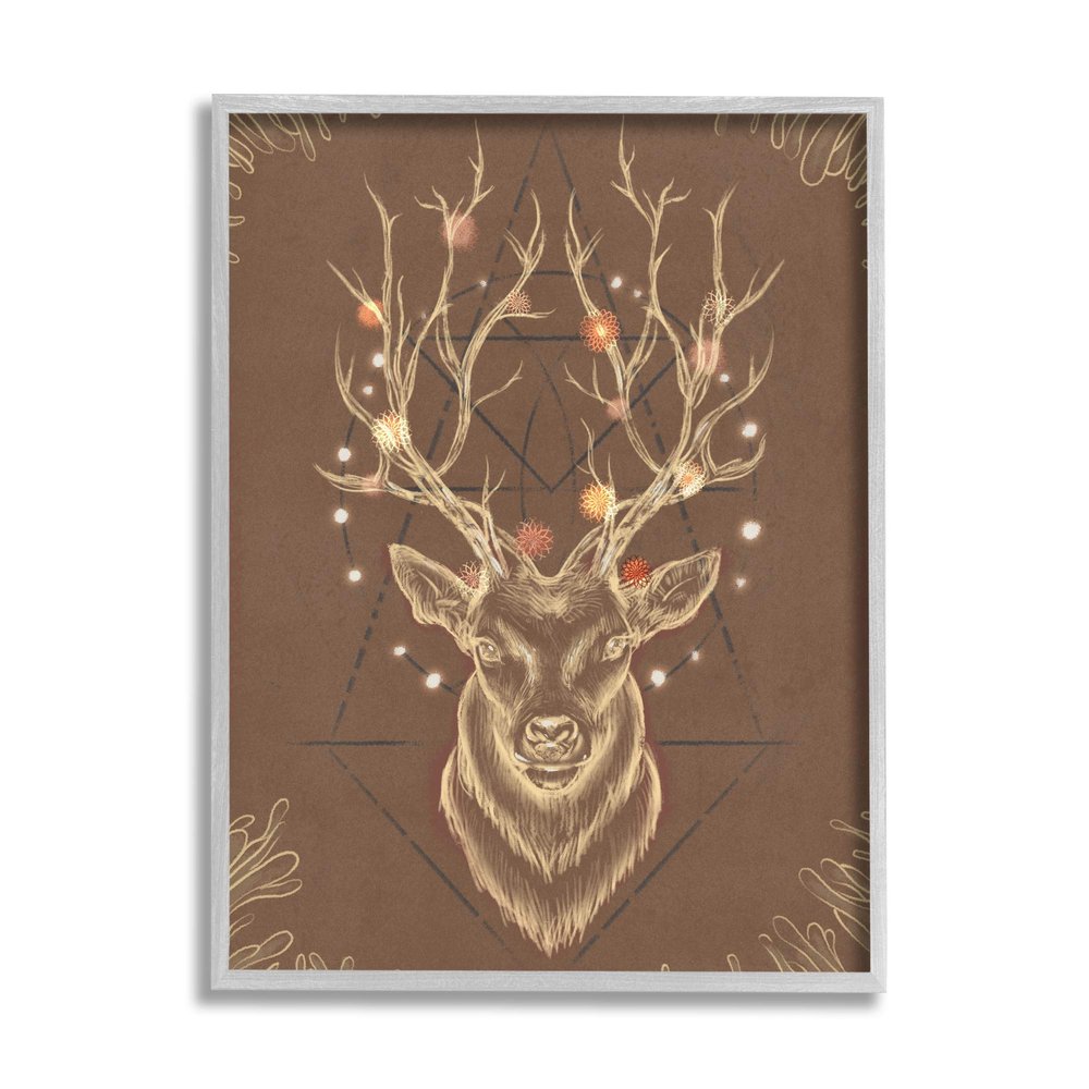Stupell Industries Rustic Deer Antlers Abstract Geometric Sketch