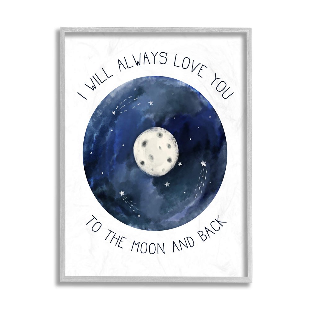 Stupell Industries Moon and Back Romantic Phrase Night Constellation
