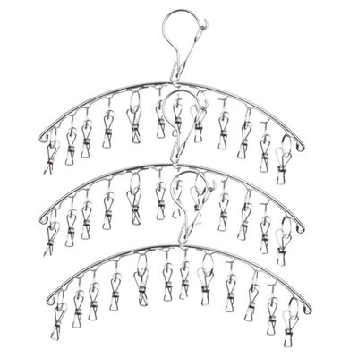 AmtBety 3 Pack Clothes Drying Rack with 12 Clips,Folding Stainless Steel Drying Hanger for Drying Socks,Drying Towels, Hat,Scarf,Diapers,Handkerchief,Bras, Baby Clothes,Lingerie,Socks,Gloves