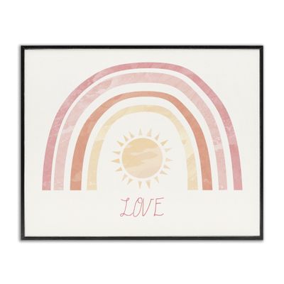 Stupell Industries Sunshine Rainbow with Love Text Red Yellow, Design by Daphne Polselli Black Framed Wall Art, 16 x 20, Beige