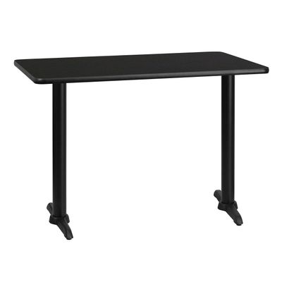 BizChair 30"x42" Rectangular Black Laminate Table Top with 5"x22" Bases