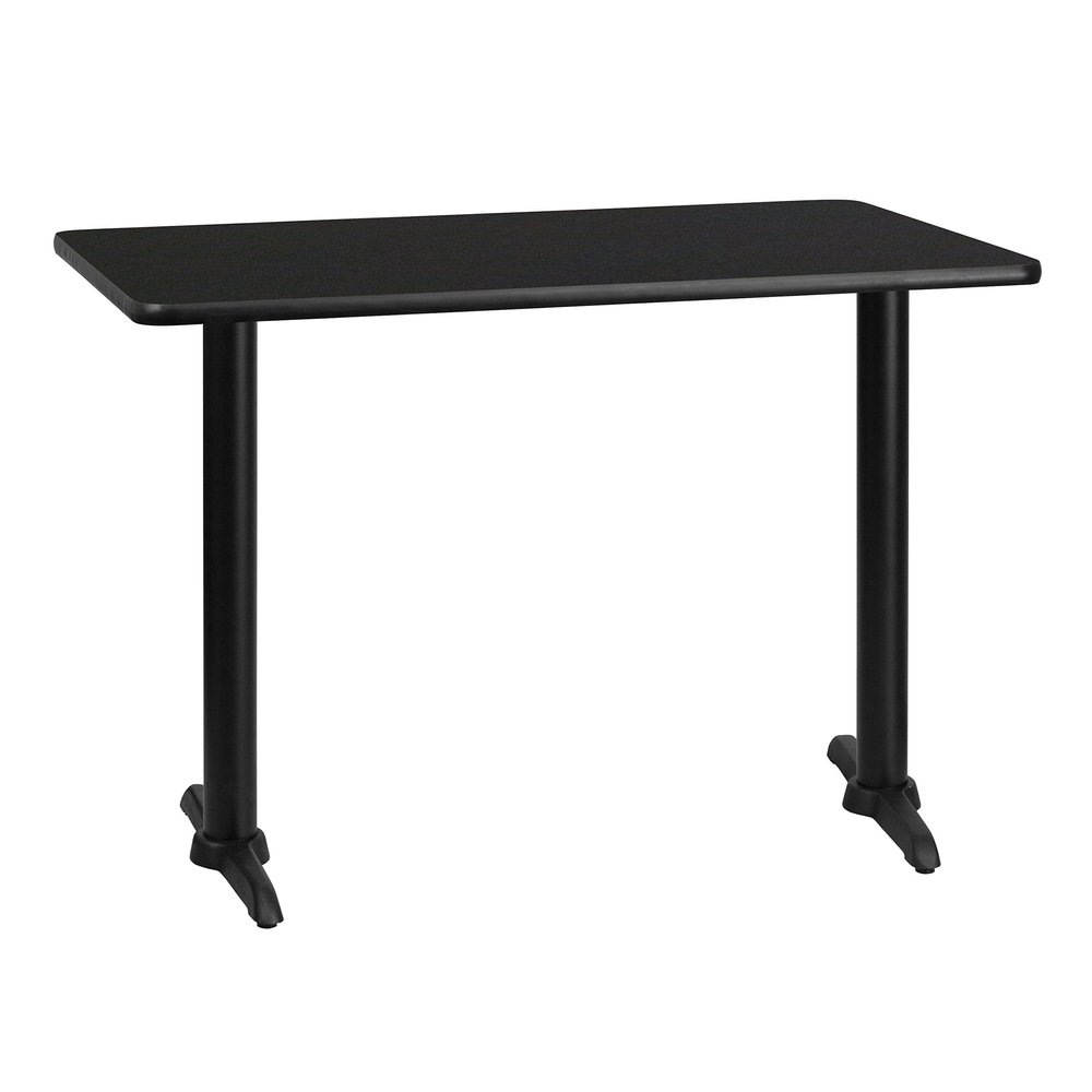 BizChair 30"x42" Rectangular Black Laminate Table Top with 5"x22" Bases