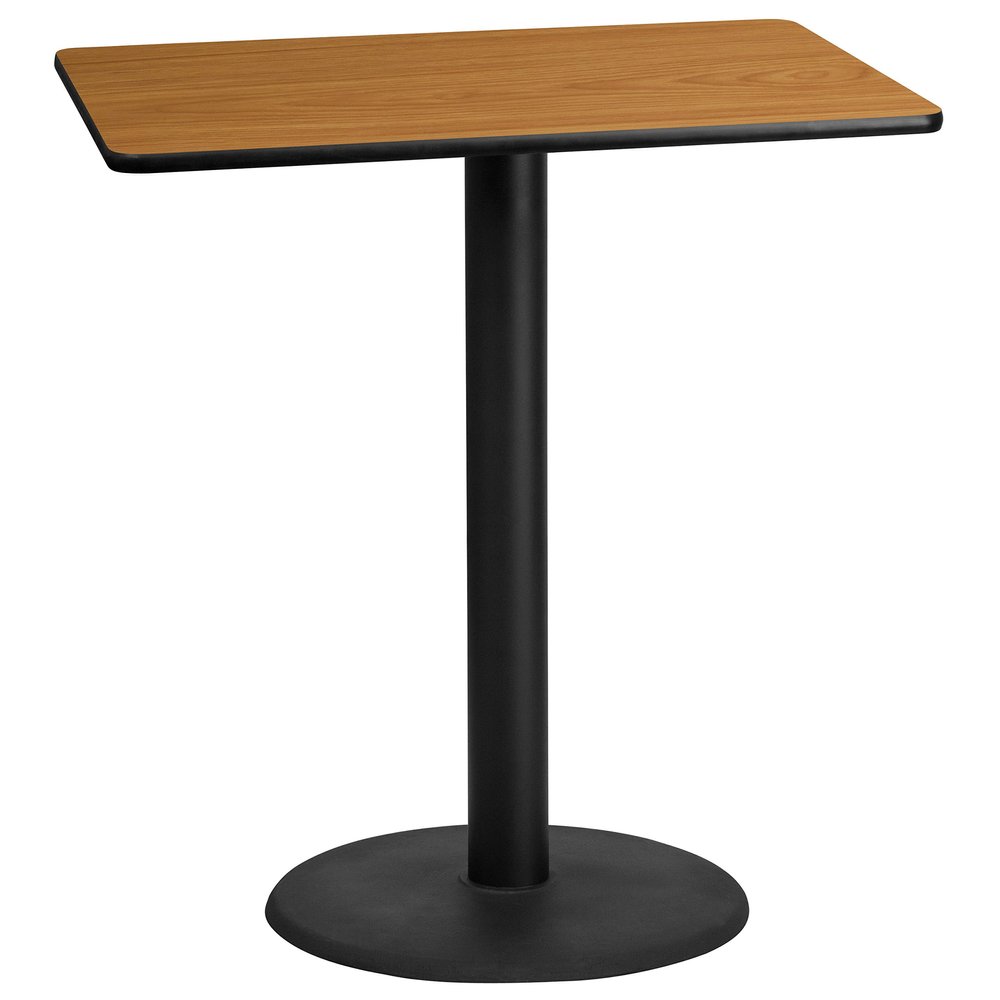 BizChair 30"x42" Natural Laminate Bar Table Top-24"RD Base