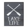 Stupell Industries Nautical Blue Lake Life Phrase Rustic Boat Oars, Design by Kim Allen Black Framed Wall Art, 16x20 view 1
