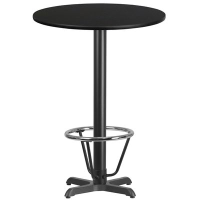 BizChair 30" RD Black Laminate Bar Table Top-22"x22" Base/Foot Ring