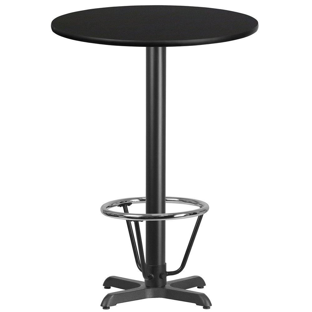 BizChair 30" RD Black Laminate Bar Table Top-22"x22" Base/Foot Ring