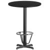 BizChair 30" RD Black Laminate Bar Table Top-22"x22" Base/Foot Ring view 1