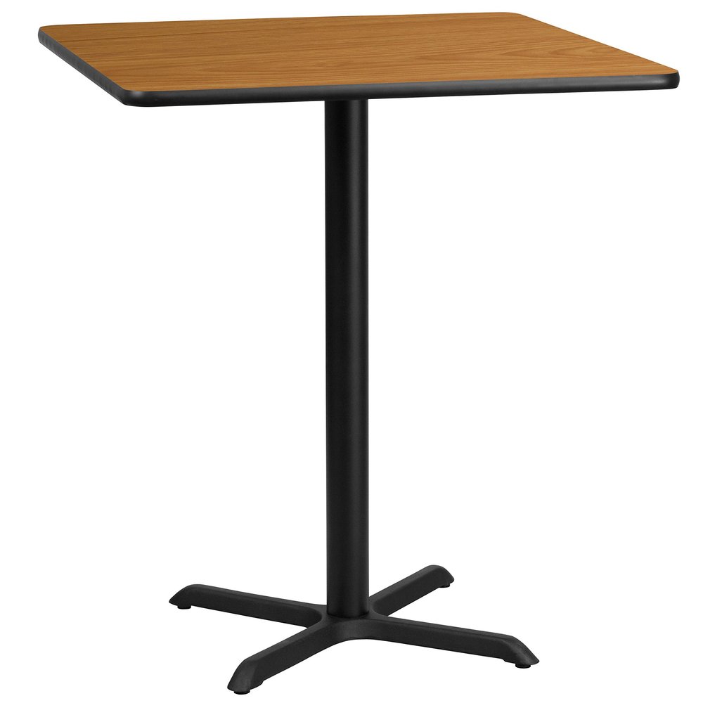 BizChair 36" Square Natural Laminate Bar Table Top-30"x30" Base