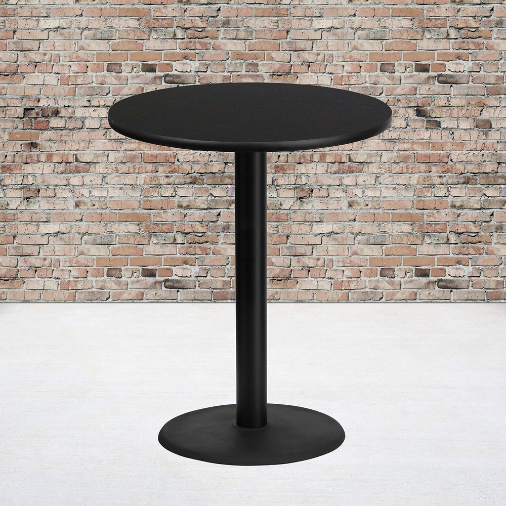 BizChair 36"RD Black Laminate Bar Table Top-24"RD Base