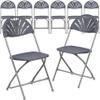 BizChair 8 Pack 650 lb. Capacity Charcoal Plastic Fan Back Folding Chair view 1