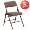 BizChair 2 Pack Curved Triple Braced Beige Fabric Metal Folding Chair view 3