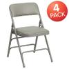 BizChair 4 Pack Curved Triple Braced Gray Vinyl Metal Folding Chair view 3