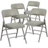BizChair 4 Pack Curved Triple Braced Gray Vinyl Metal Folding Chair view 4