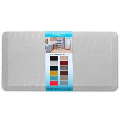 ComfiLife Anti Fatigue Floor Mat 3/4 Inch Thick Kitchen Mats for Floor, Standing Desk Mat, Kitchen Rug Comfort at Home, Office Durable Stain Resistant Non-Slip Bottom (24" x 70", Silver)