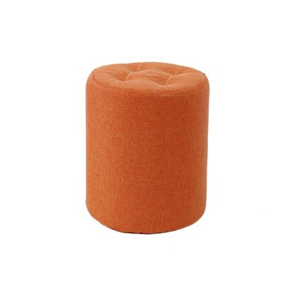 FINDYU Footstool, Durable Solid Wood Footrest Round Living Room Strong Load-Bearing Comfortable Ergonomic Pouffe Stool for Shoes Wearing (Color : Orange, Size : M)