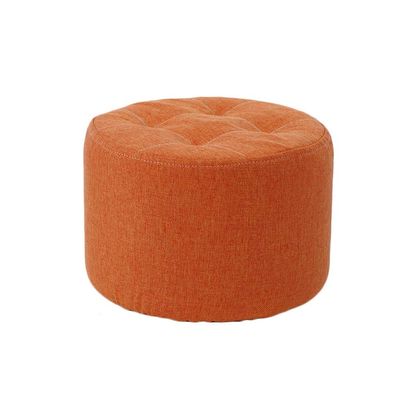 FINDYU Footstool, Durable Solid Wood Footrest Round Living Room Strong Load-Bearing Comfortable Ergonomic Pouffe Stool for Shoes Wearing (Color : Orange, Size : S)