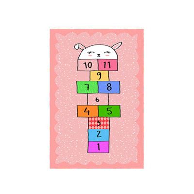 Arinda Hopscotch Rug Hop and Count Game Rug with Cute Colorful Design Anti-Slip Kids Play Mat Soft Floor Area Rug and Carpet