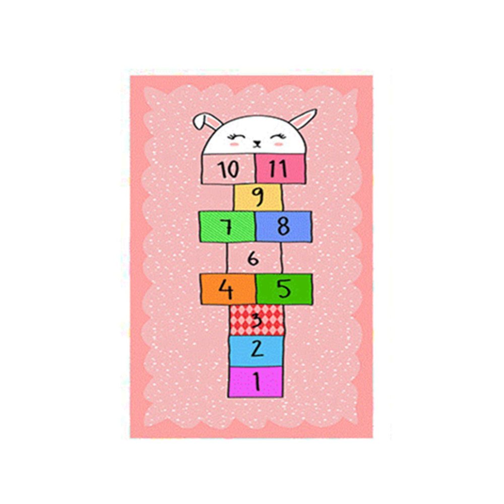 Arinda Hopscotch Rug Hop and Count Game Rug with Cute Colorful Design Anti-Slip Kids Play Mat Soft Floor Area Rug and Carpet