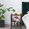 YELITE Industrial Serving Cart, 3-Tier Kitchen Utility Cart on Wheels with Storage for Living Room, Open Wood Bookshelf, Wood Look Accent Furniture with Metal Frame view 2