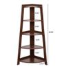 5 Tier Corner Shelf Stand Wood, Corner Wall Shelf Home Furniture, Minimalist Style Bookshelf, Brown view 2