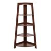 5 Tier Corner Shelf Stand Wood, Corner Wall Shelf Home Furniture, Minimalist Style Bookshelf, Brown view 3