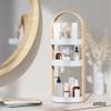 Umbra Bellwood Caddy, Organizer for Makeup and Cosmetics, Durable Rotating Container with Wooden Handle, Large, White/Natural view 2