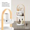Umbra Bellwood Caddy, Organizer for Makeup and Cosmetics, Durable Rotating Container with Wooden Handle, Large, White/Natural view 4