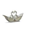 10" H Silver Pearl Swan Double Decorative Handcrafted Vase Urn Bowl view 2