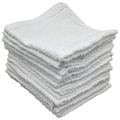 Marquis Mills 840 Pack - 12 in x 12 in White Cotton Ribbon Washcloths Rags - Reusable Lt Weight Thin Cloth Rags - Wood Stain/Painting/Crafts/Garage - 1 Lb per Dozen