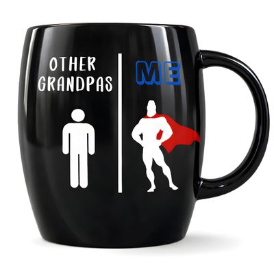 16 oz Funny Grandpa Coffee Mug Other Grandpas vs Me Superhero Design Double-Sided Ceramic Mug Gift for Grandpa, Dad, or Grandfather Microwave & Dishwasher Safe